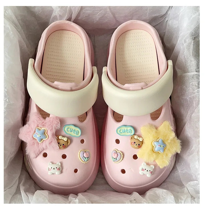 Clogs Thick-soled Slippers Women's Summer 2026 New Style Anti-slip Height-increasing Sandals and Slippers for Outdoor Wear