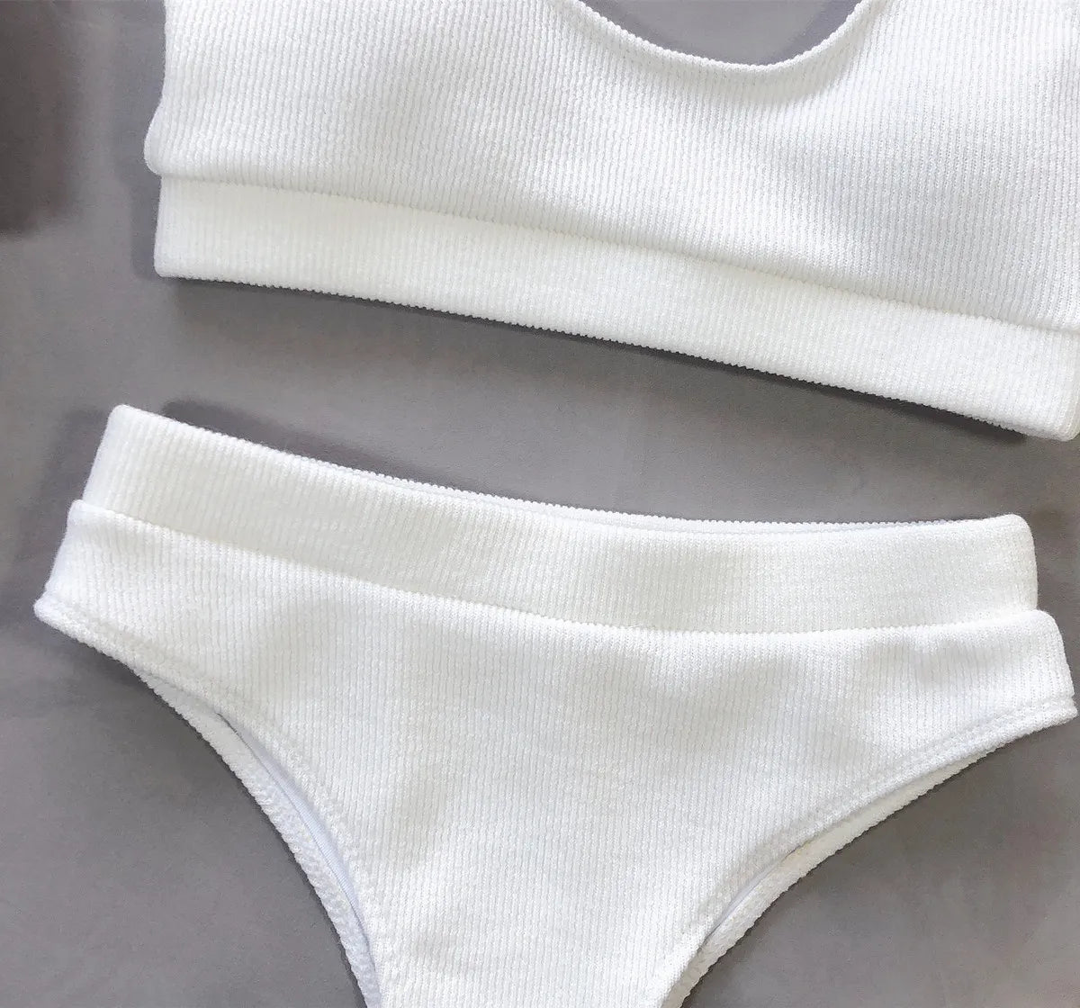 5 Colors Sexy Bikini Women Solid Knitted High Waist Swimwear Swimsuit Female Bikinis Set Bathing Suit Sport Bikini Taille Haute