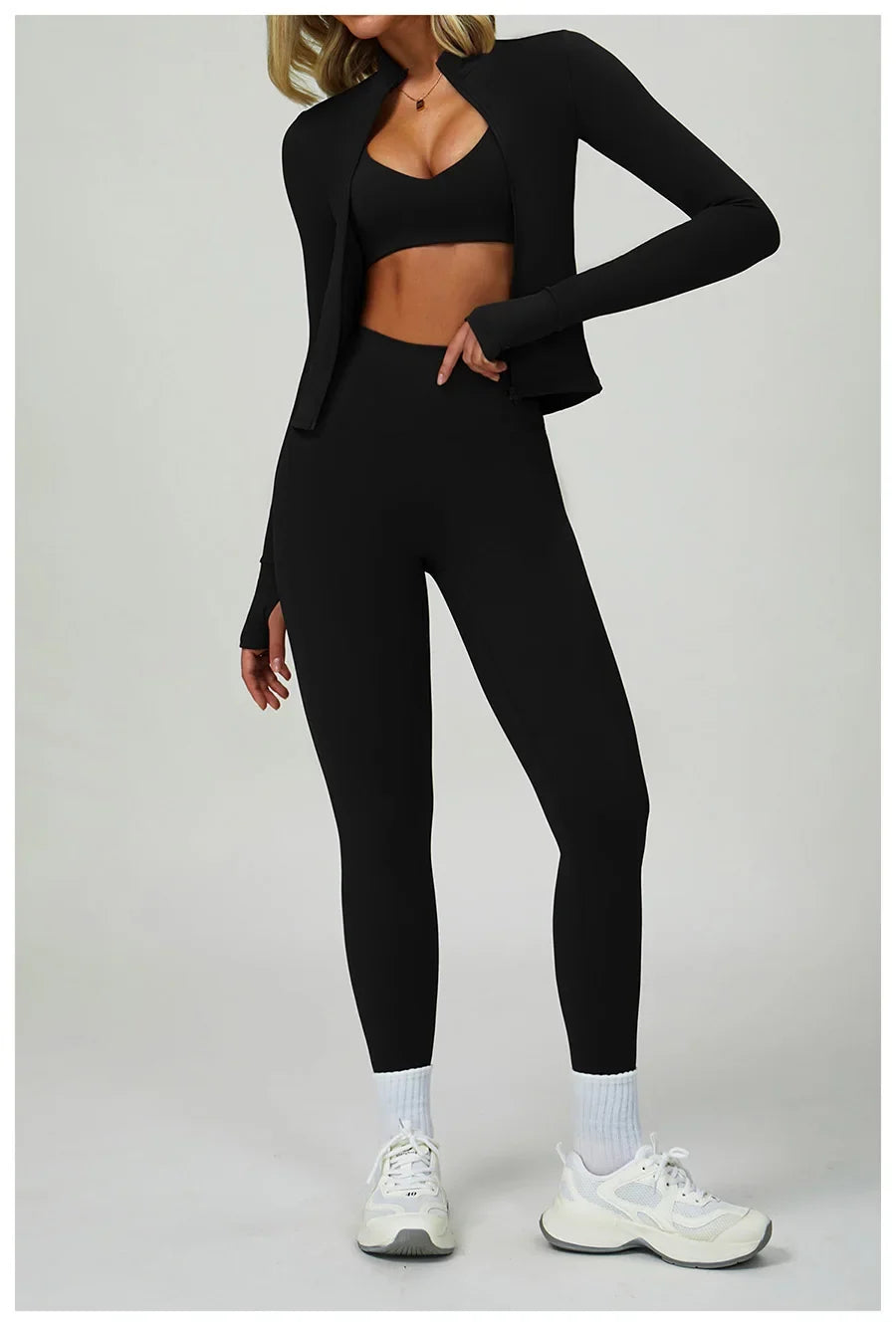 New Sportswear Seamless Yoga Set Gym Clothes Sportswear Long sleeved jacket Women Fitness Set Tracksuits Sports Bra Gym Leggings
