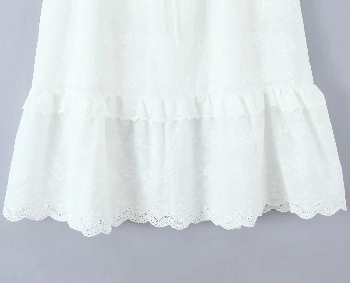 White Cotton Summer Skirt Women Embroidery A-line Long Skirt Spring Lace Up Beach Bobho Skirt Bottoms High Quality Faldas Mujer