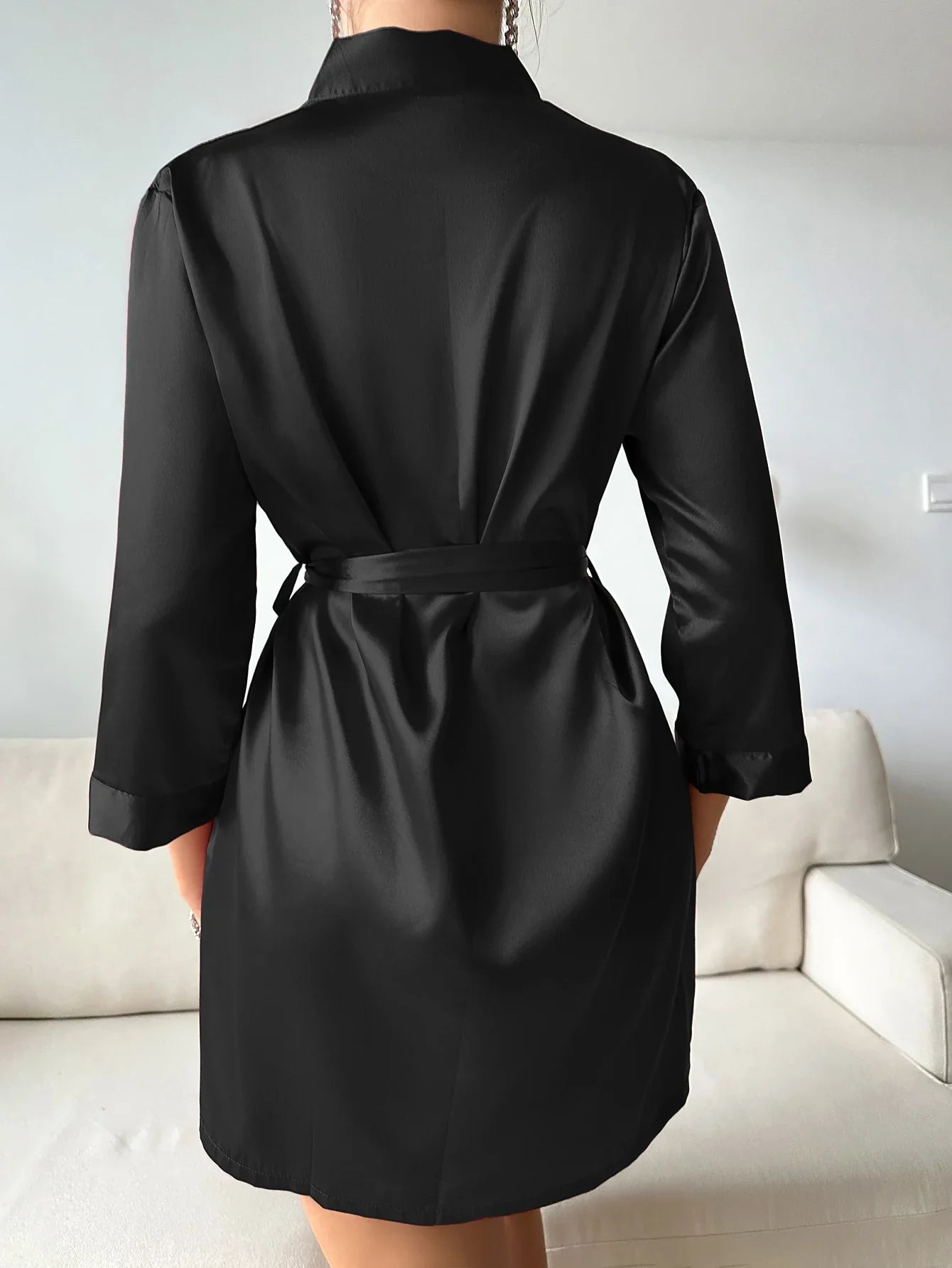 Women Summer Pajamas Elegant Lace up Bathrobe Fashion And Sexy Sleepwear For Home Wear