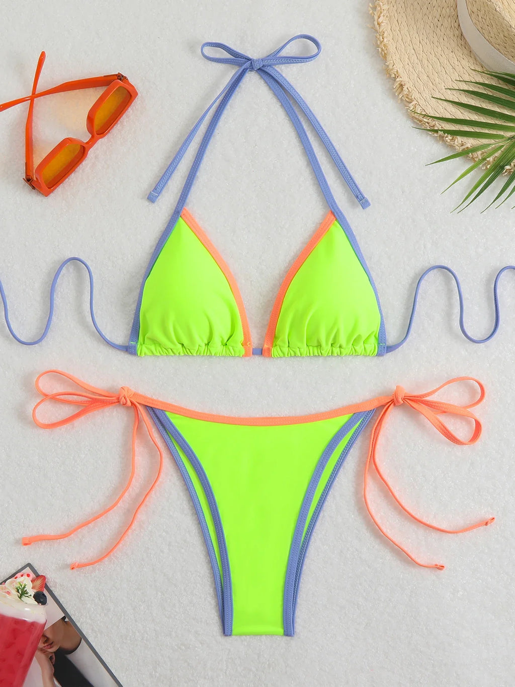 2026 Halter Triangle Bikinis Printed Swimsuit Women Sexy String Swimwear Female Bathers Swimming Bathing Swimming Swim Suit