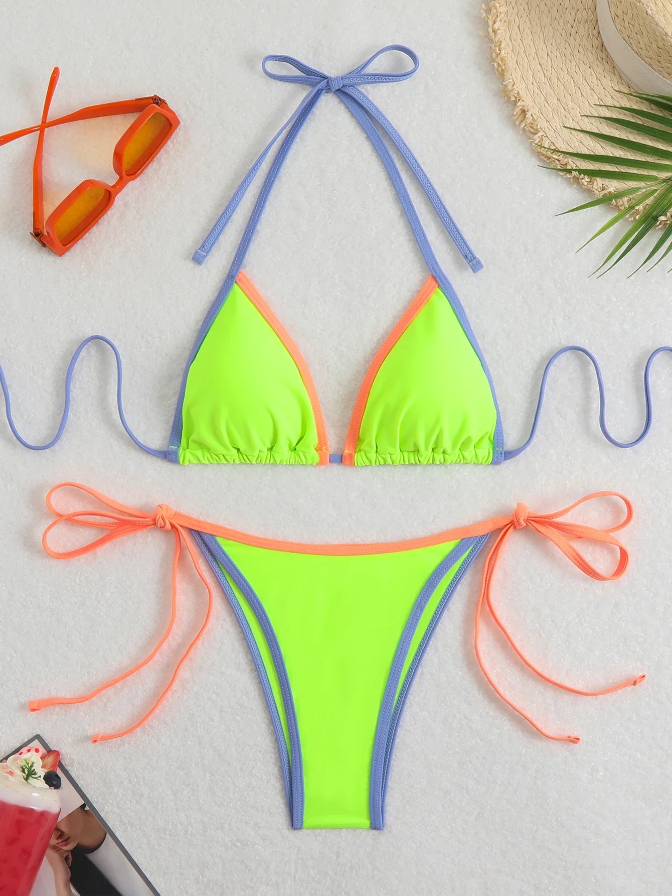 2026 Halter Triangle Bikinis Printed Swimsuit Women Sexy String Swimwear Female Bathers Swimming Bathing Swimming Swim Suit