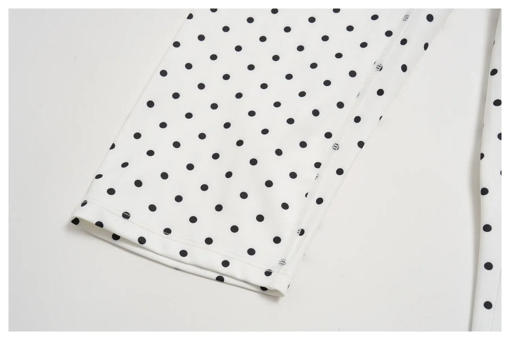 New Summer Women White Polka Dot Print Yoga Sets Hanging Neck Slim Sport Vest High Waist Mid Pants Gym Two-piece Workout Clothes