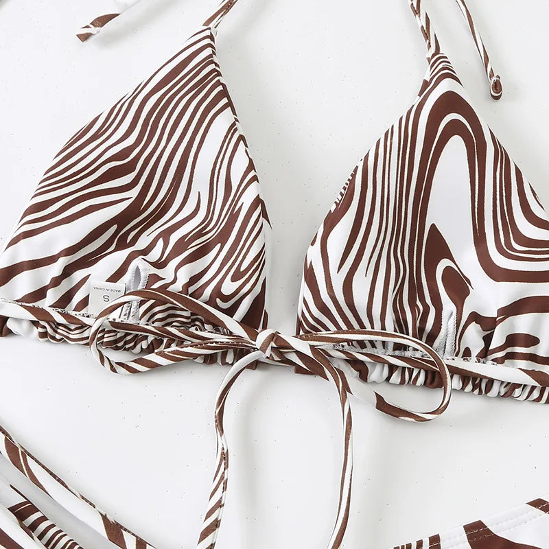sexy zebra print micro mini bikini halter string triangle swimwear thong swimsuit women biquini bikini set bathing suits