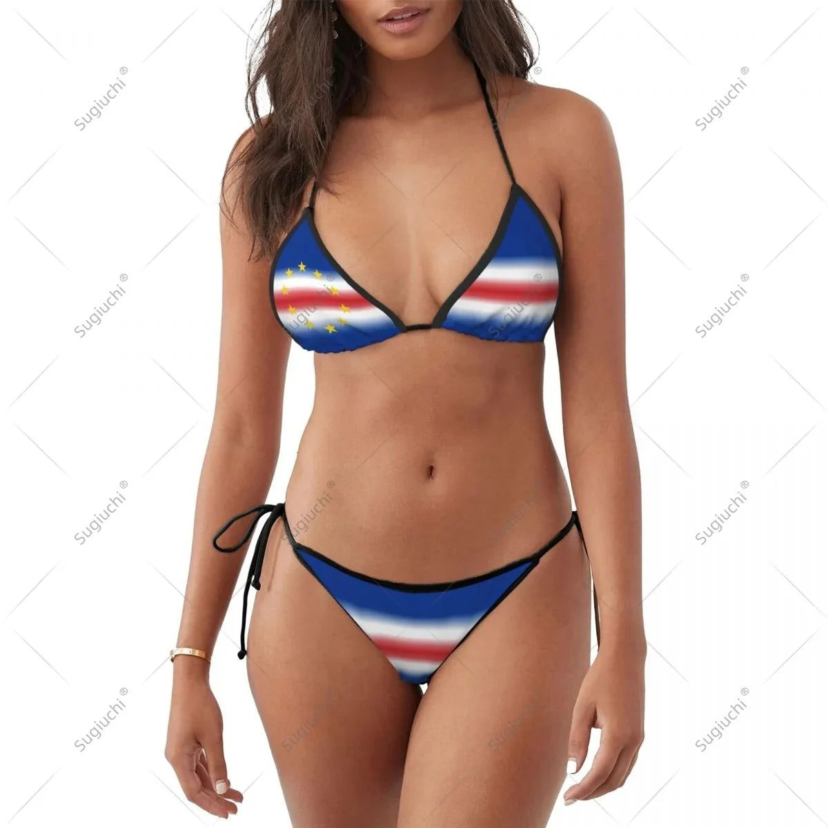 Women Girls Bikini Cape Verde Flag Swimsuit Sets Three Point Beachwear Swimming Bathing Beach Party Suits Sexy Mujer