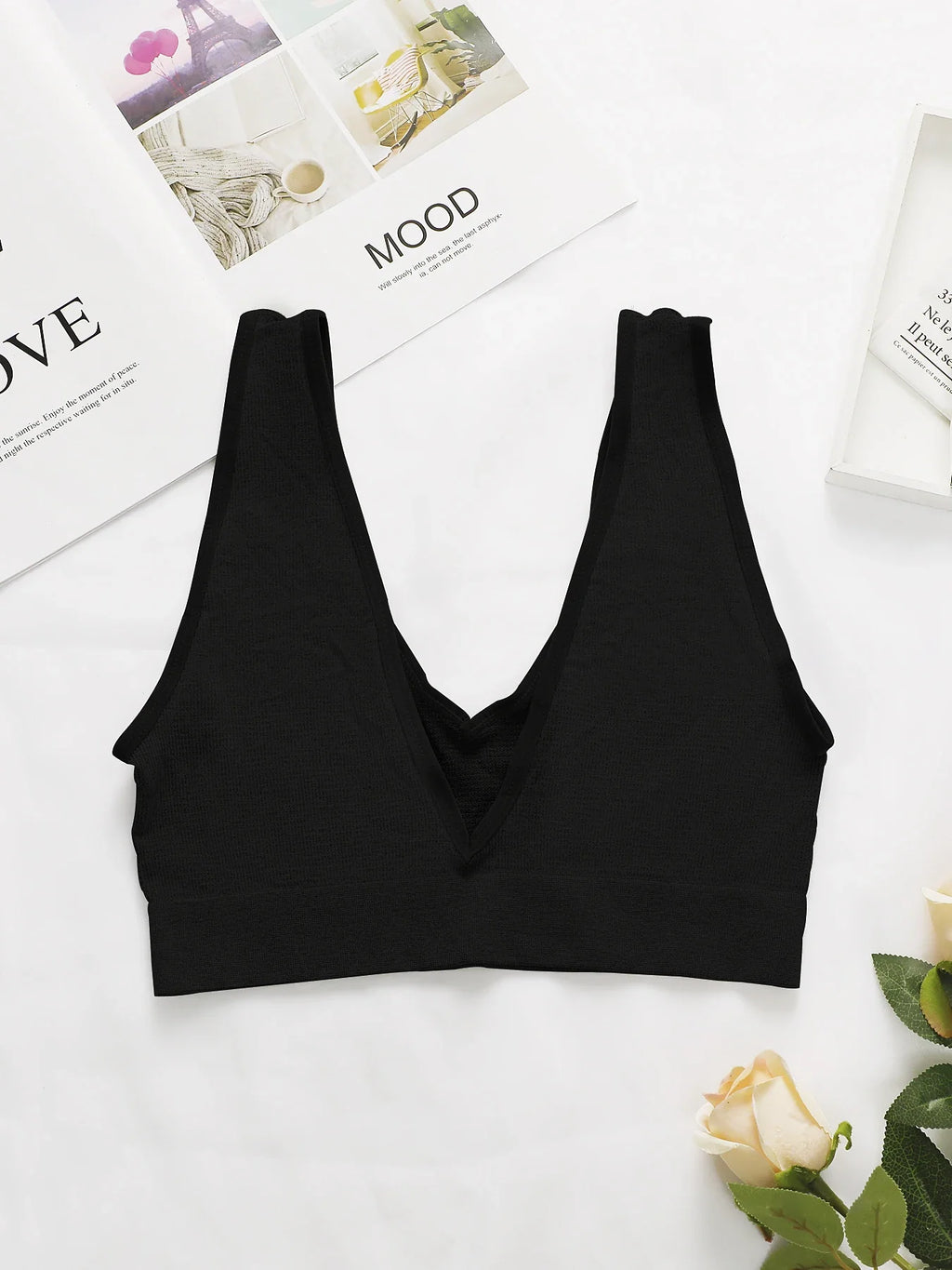 deep V Solid color Push Up Bra – Wireless Seamless Lingerie Breathable & Lightweight Medium Stretch Perfect for Casual M017