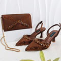 Doershow Italian Shoes And Bag Sets For Evening Party With Stones Italian Leather Handbags Match Bags! HC1-1