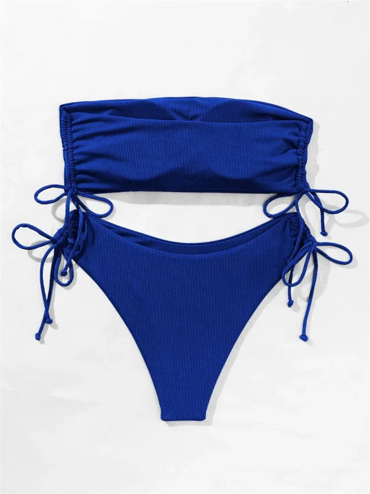 Sexy Bandeau Bikinis 2025 Women Brazilian Swimwear Female Swimsuit Two Pieces Bikini Set Bather Bathing Suits Girls Beach Wear