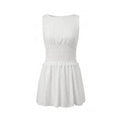 2026 Summer Women's Sleeveless Short Dress Stripe Print Boat Neck Waist-Cinching Slim Fit Dress Holiday Daily Casual Streetwear