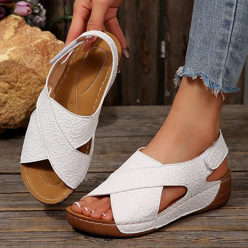 Print White Wedges Sandals Women 2026 Summer Lightweight Open Toe Platform Sandles Woman Plus Size Thick Sole Casual Sandalias