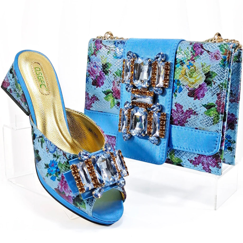 Doershow New Arrival Shoes and Bag Set African Sets 2024 green Nigerian Women Shoes and Matching Bags Set for wedding   HAA1-8