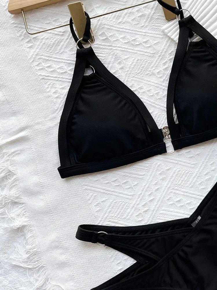 Sexy Cut Out Strappy High Cut Bikini Women Thong Swimwear Female Swimsuit Two-pieces Bikini Set Bather Bathing Suit Swim Lady