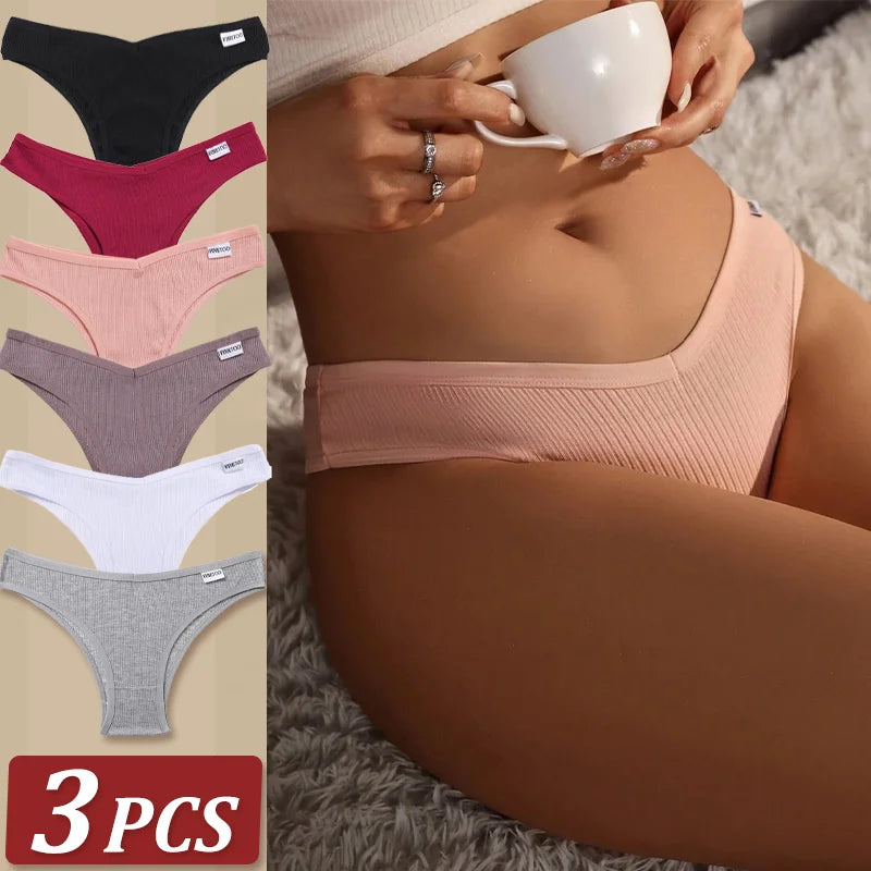 3Pcs/Set Cotton Women Briefs Sexy Seamless Brazilian Panties Female Low Rise Underwear Breathable Underpants Girls M-XL Intimate