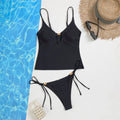 XS - L V Neck Tankini Cut Out Bikini Women Swimwear Female Swimsuit Two-pieces Bikini set Padded Bather Bathing Suit Swim V7839
