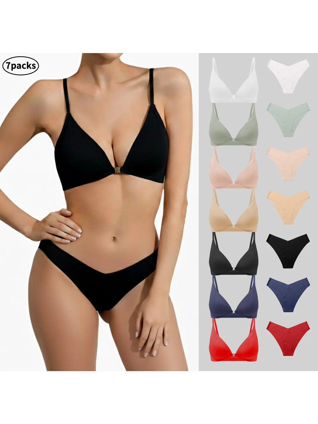 American Women's High Waist Seamless Bra and Panties Set Underwear Breathable Comfort Briefs S-2XL Thong Soft Underwear
