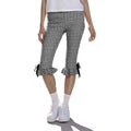 Women Flared Leggings Capri Pants Casual Fashion Plaid Print Cute Bow Crop Bell Bottoms Trendy Bootcut Trousers