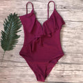 S - XXL Sexy Ribbed Ruffled One Piece Swimsuit Women Swimwear Female Monokini High Cut Bather Bathing Suit Swim Wear Bodysuit