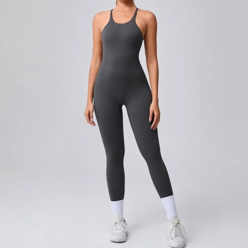Women's Yoga Jumpsuits Sports Fitness Hip-lifting Cross Beauty Back Adjustable Straps One-piece Training Workout Gym Bodysuits
