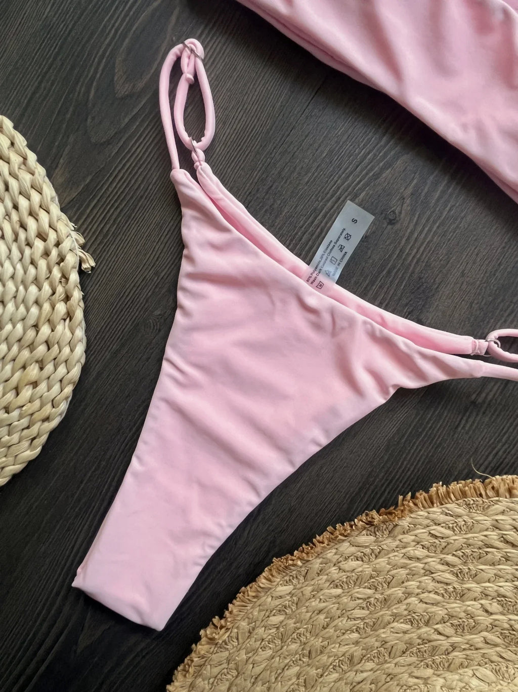Black rhinestone process bikini sexy thong split swimsuit 2-piece beach set