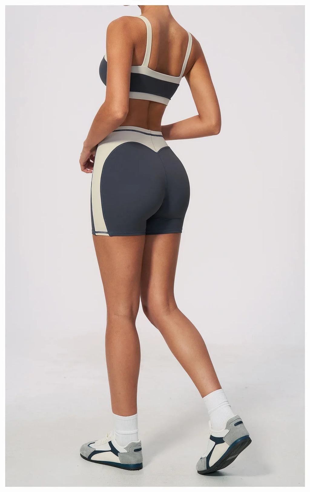 Summer Color Blocking Yoga Suit Women Shockproof Slim Sports Bra High Waist Hip Lift Shorts Gym Running Fitness Sets Tracksuit