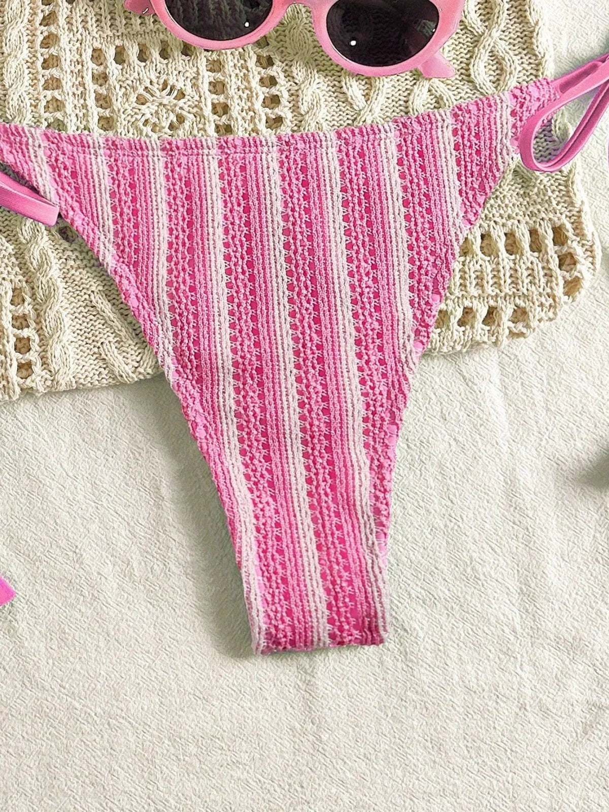 Sexy Orange Striped Bikini Set 2026 Women Halter Push Up Bra Tassel Bandage Thong Swimsuit Summer Holiday Bathing Suit Swimwear