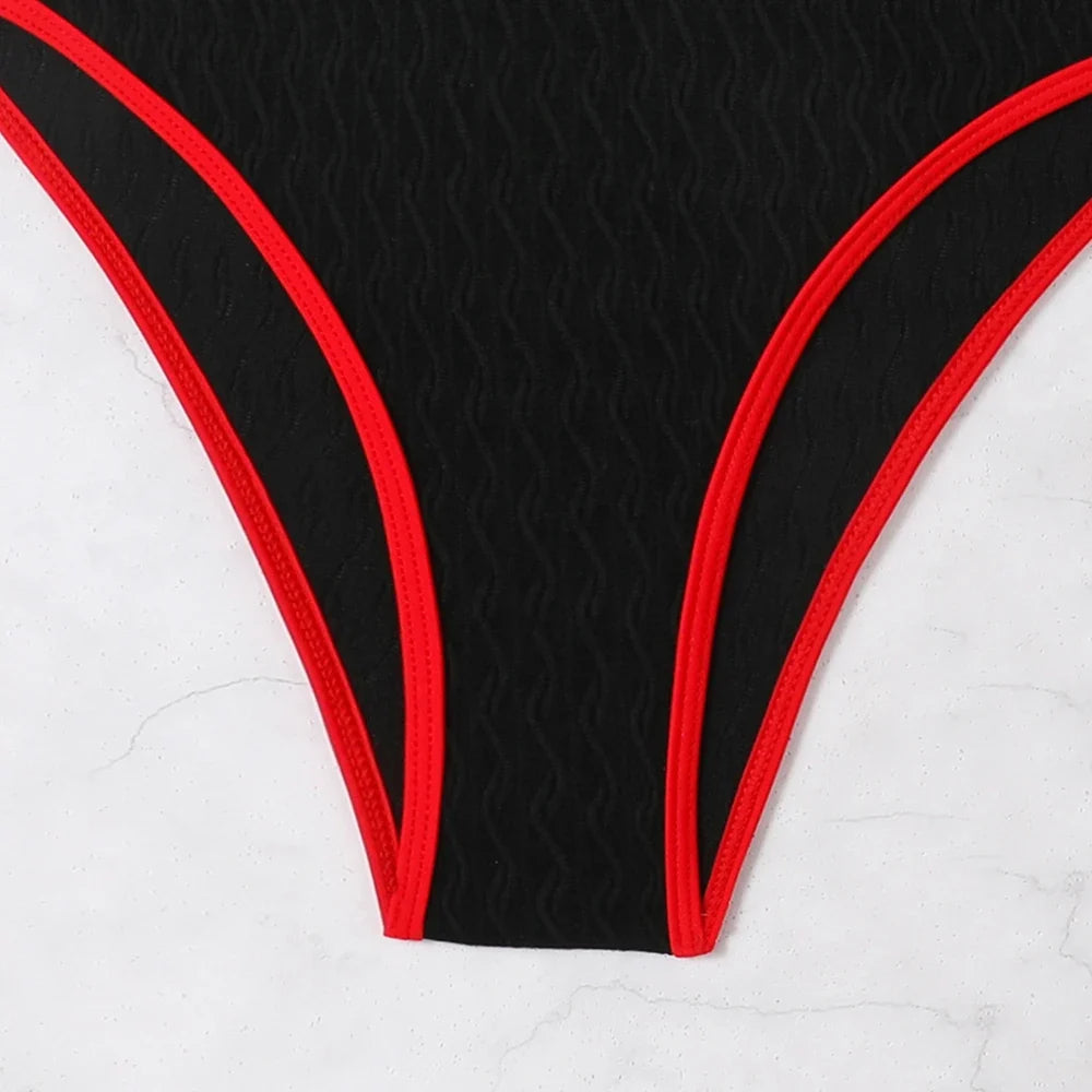2026 One Piece Swimsuit Solid High Cut Swimwear Women Bathing Suit Female Swimming Summer Beachwear Bodysuit