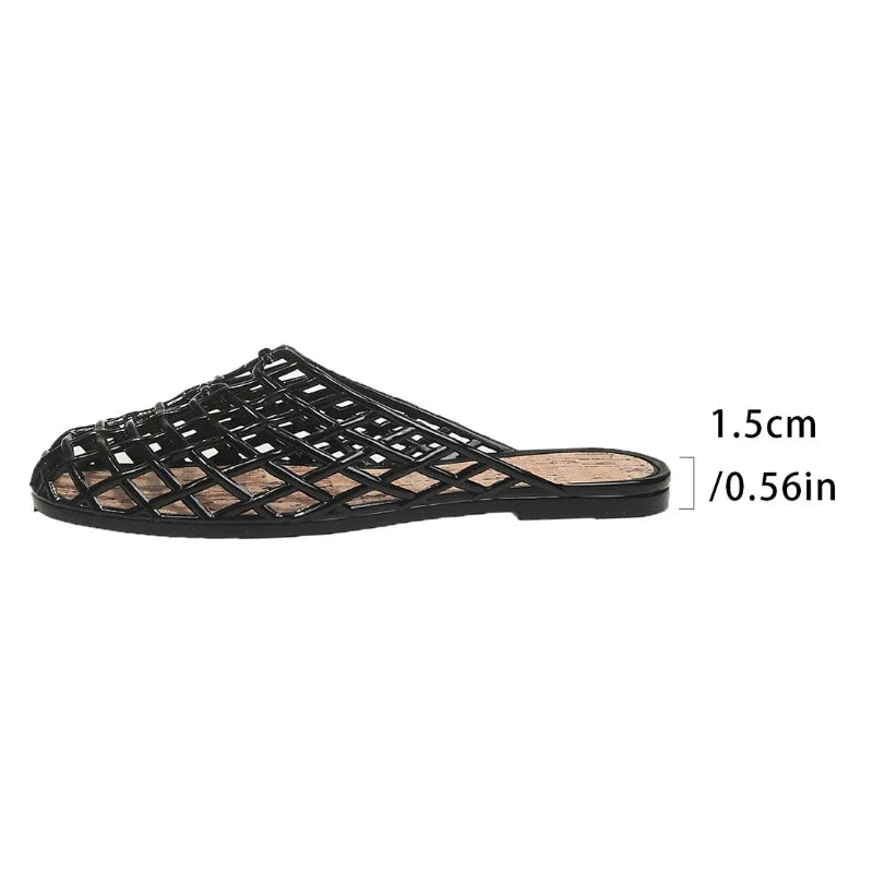 2025 New Women Fashion Slippers Summer Platform Shoes Soft PVC Slip-on Sandals Breathable Cut-out Ladies Beach Street Slides
