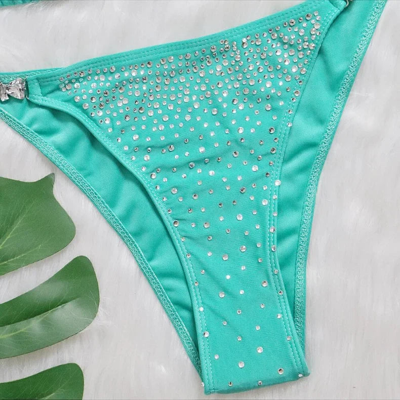 2026 New Sexy Bikini Women Rhinestones Swimwear Swimsuit Halter Bikinis Set Bathing Suit Beach Bikini Luxe Maillot De Bain Femme