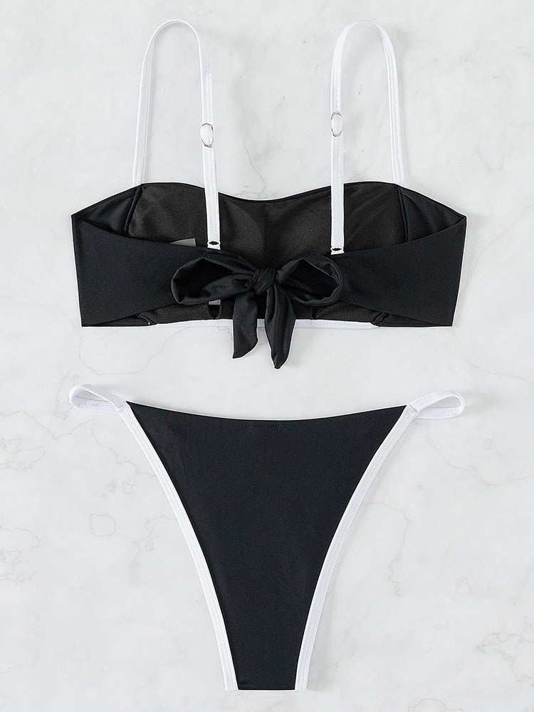 Splicing Mini Micro Thong Bikini Female Swimsuit Women Bandeau Swimwear Two-pieces Bikini Set Brazilian Bather Bathing Suit Swim