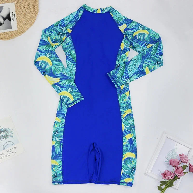 Women's Long Sleeve Rashguard Swimsuit One Piece pro Sports 2025 Femme Swimwear Boyleg Knee-Length Surf Beach Wear Bathing Suit