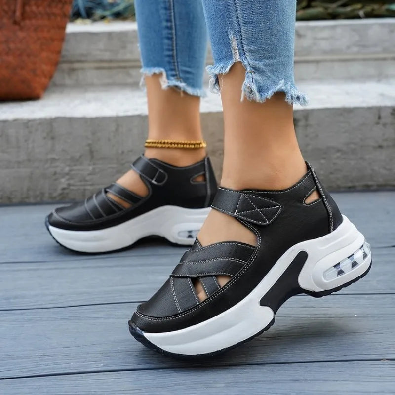 New Summer Closed Toe Women Sandals Fashion Plus Size Casual Shoes New Hollow Out Light Comfortable Platform Sandals Zapatos