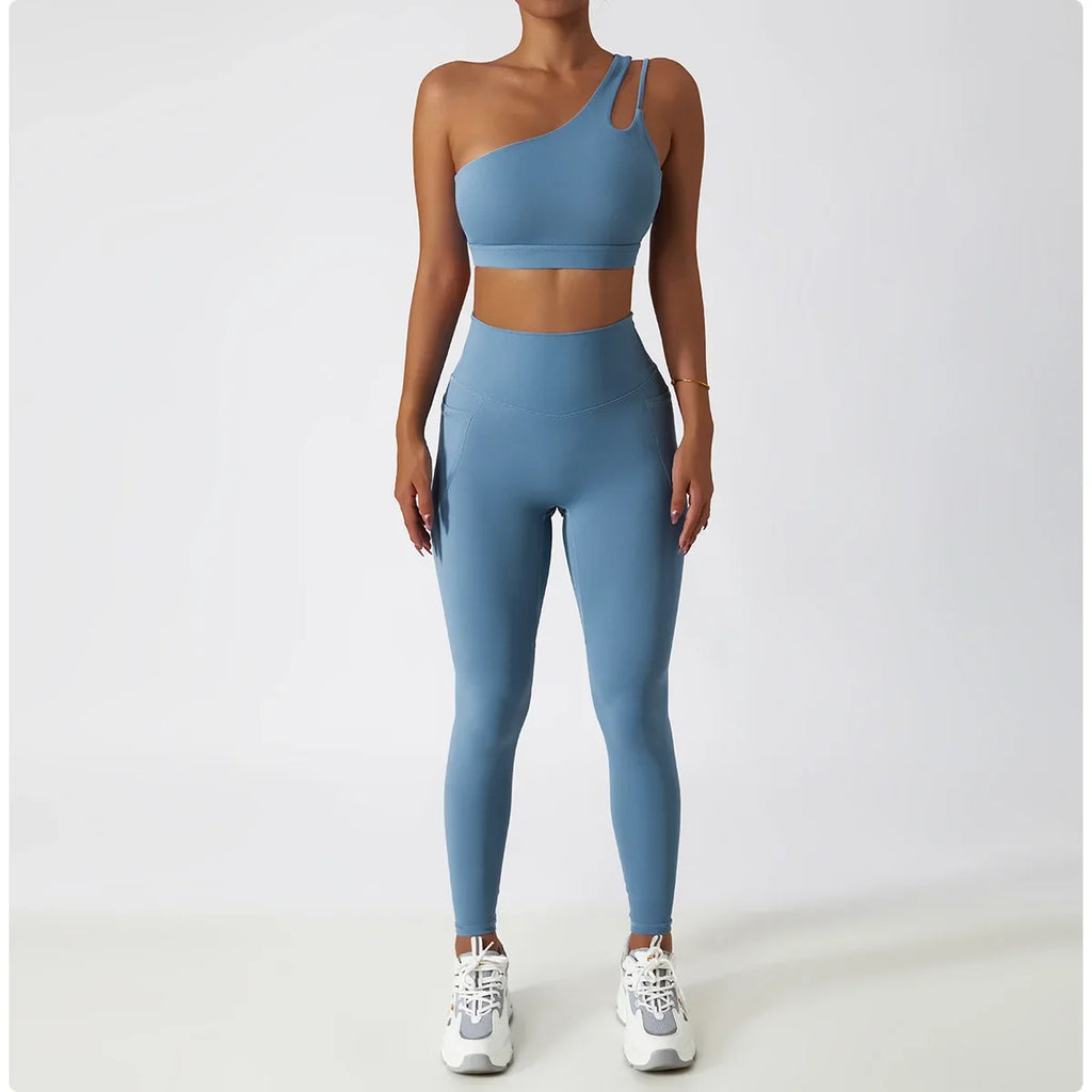 Comfort Single Strap Yoga Bra Chest Pad Running Sports Bra Gym Top Women Stretch Pull Up Underwear Women Vest Fitness Tank Top