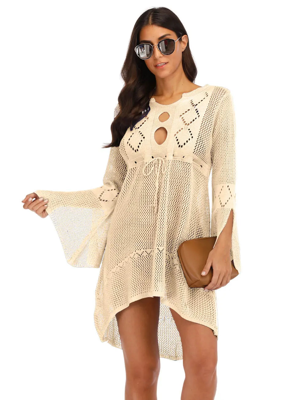 Sexy Cover Up Bikini Women Swimsuit Cover-up Beach Bathing Suit Beach Wear Knitting Swimwear Mesh Beach Dress Tunic Robe