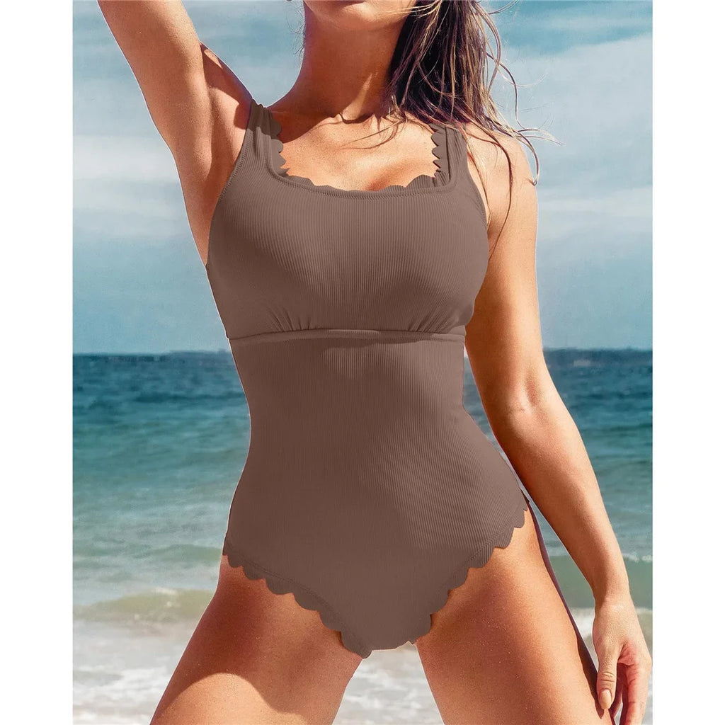 S - XXL 11 Colors Ribbed Frilled Women Swimwear One Piece Swimsuit Female Backless High Leg Cut Bather Bathing Suit Swim K7097