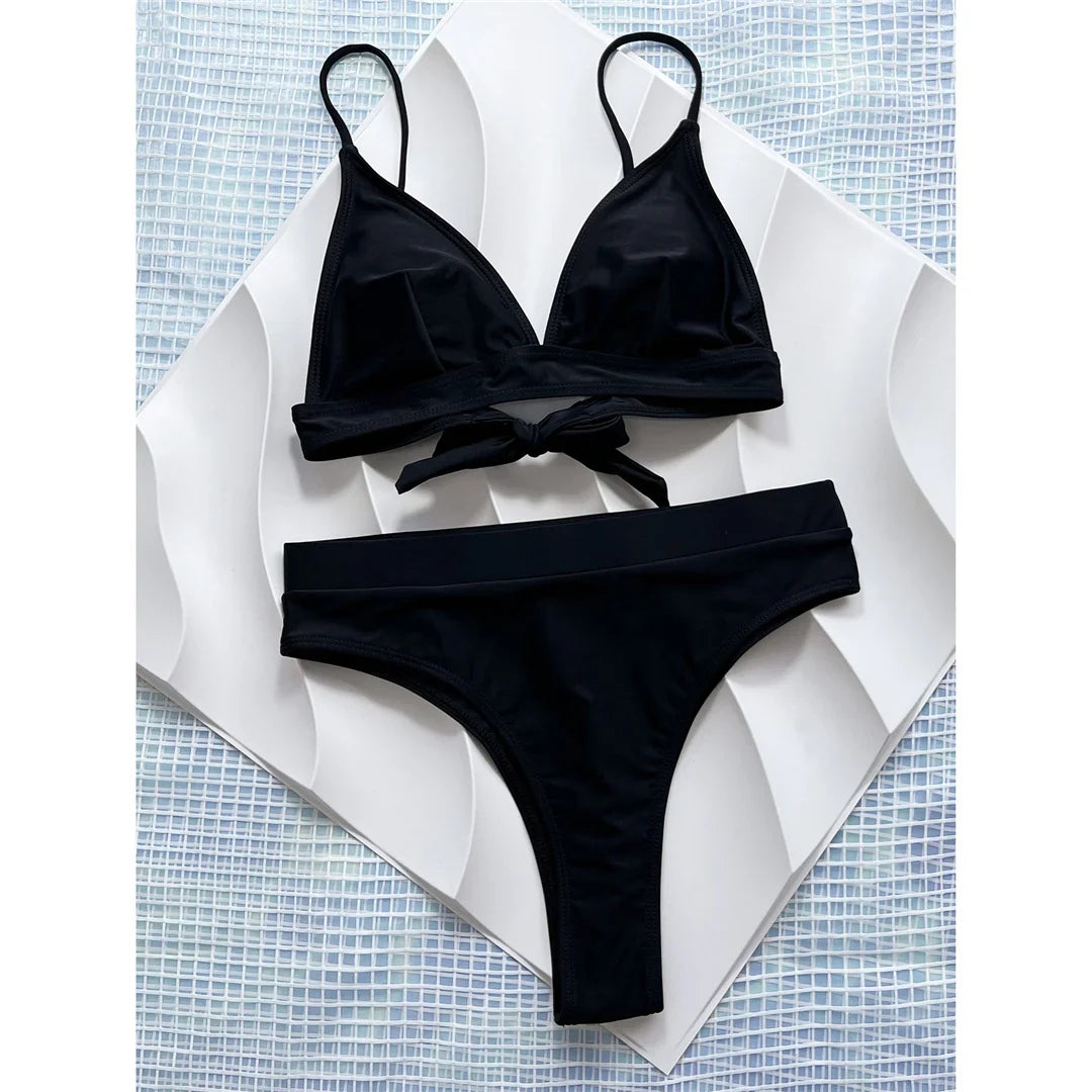 Sexy Brazilian High Cut High Waist Bikini Women Swimwear Two-Pieces Bikini Set Female Swimsuit Bather Bathing Suit Swim V5497