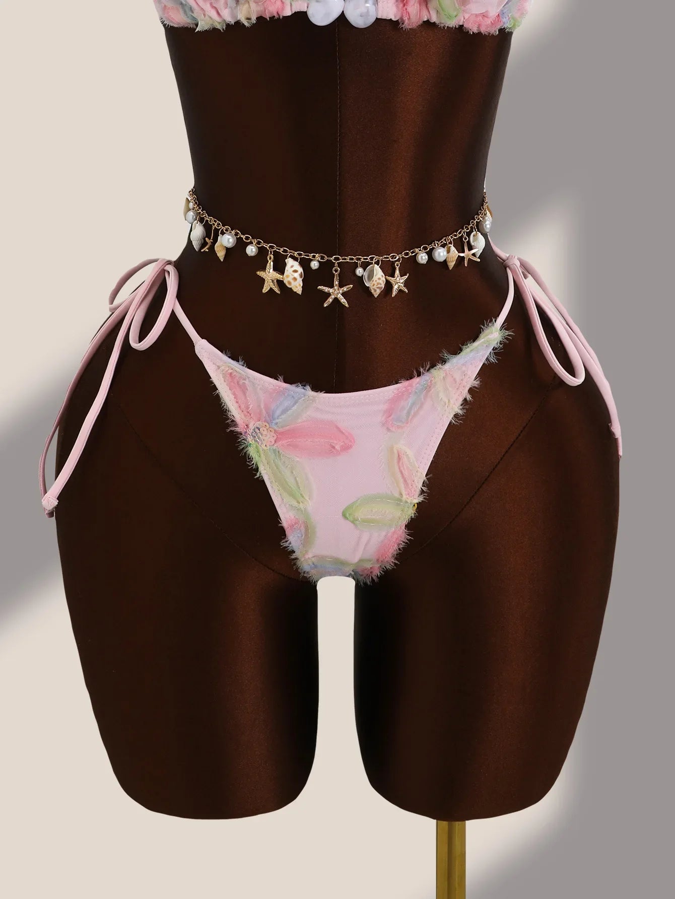 Sexy Pink Floral Embroidery Bikini Set 2026 Women Push Up Bra Triangle Swimsuit Holiday Bathing Suit Cover Up 3 Piece Swimwear