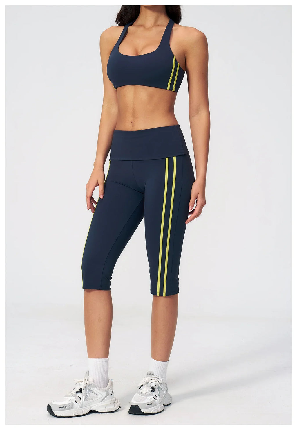 Summer Color Blocked Yoga Sets Women Slim Sports Bra High Waist Pants Fitness Suits Outwear Gym Running Push Up Workout Clothes