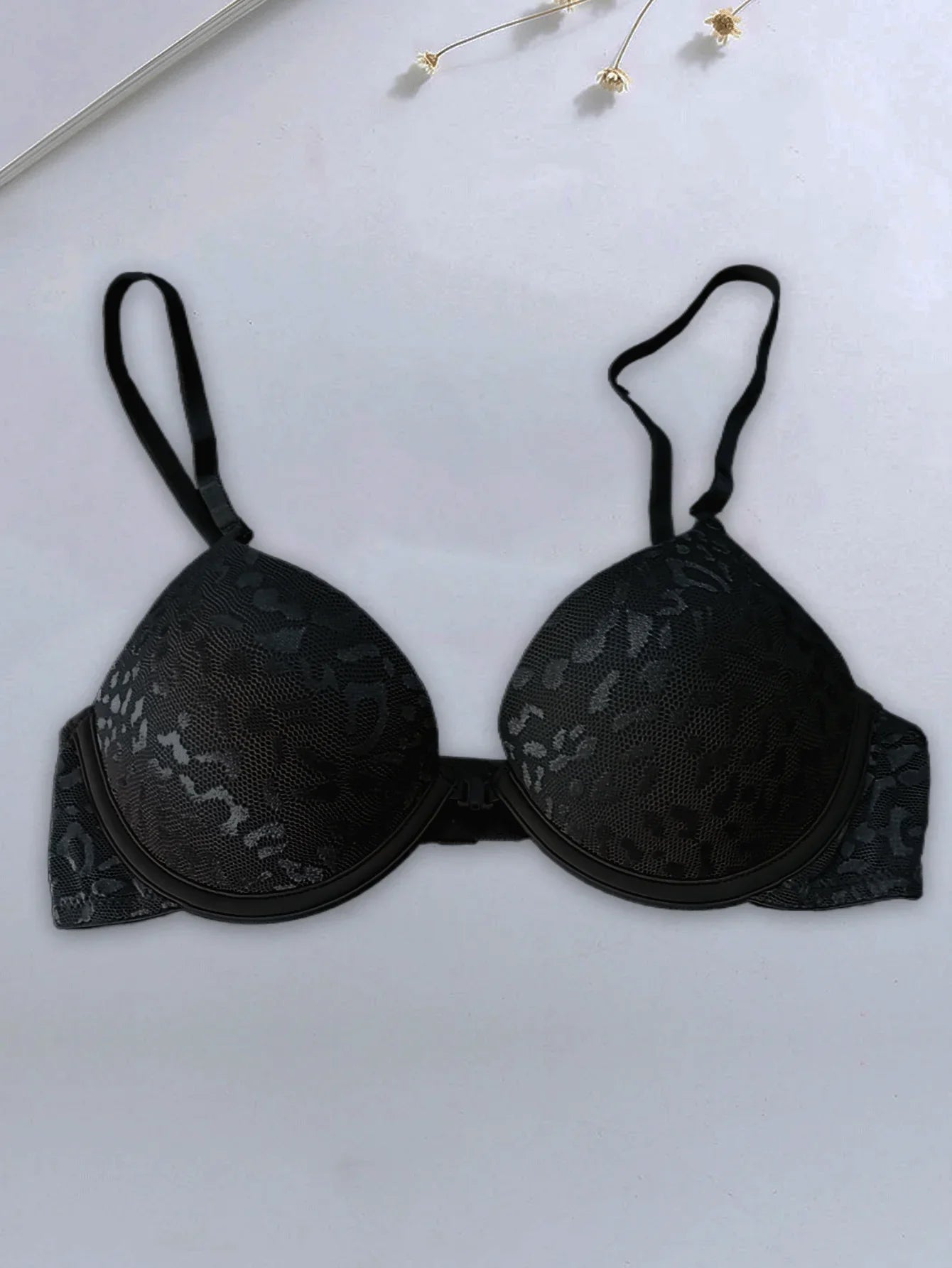 Women's Front Closure Underwire Bra Solid Color Push Up Bralette Sexy Deep V Lingerie Underwear Padded Bra