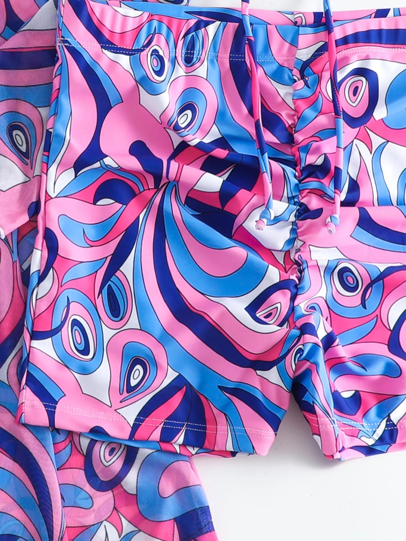 New Sexy 3 Pieces Suit for Women Neck Hanging Bikini Set+Cover-up Swimwear Sunproof Tankini High Waist Shorts Swimsuit Beachwear