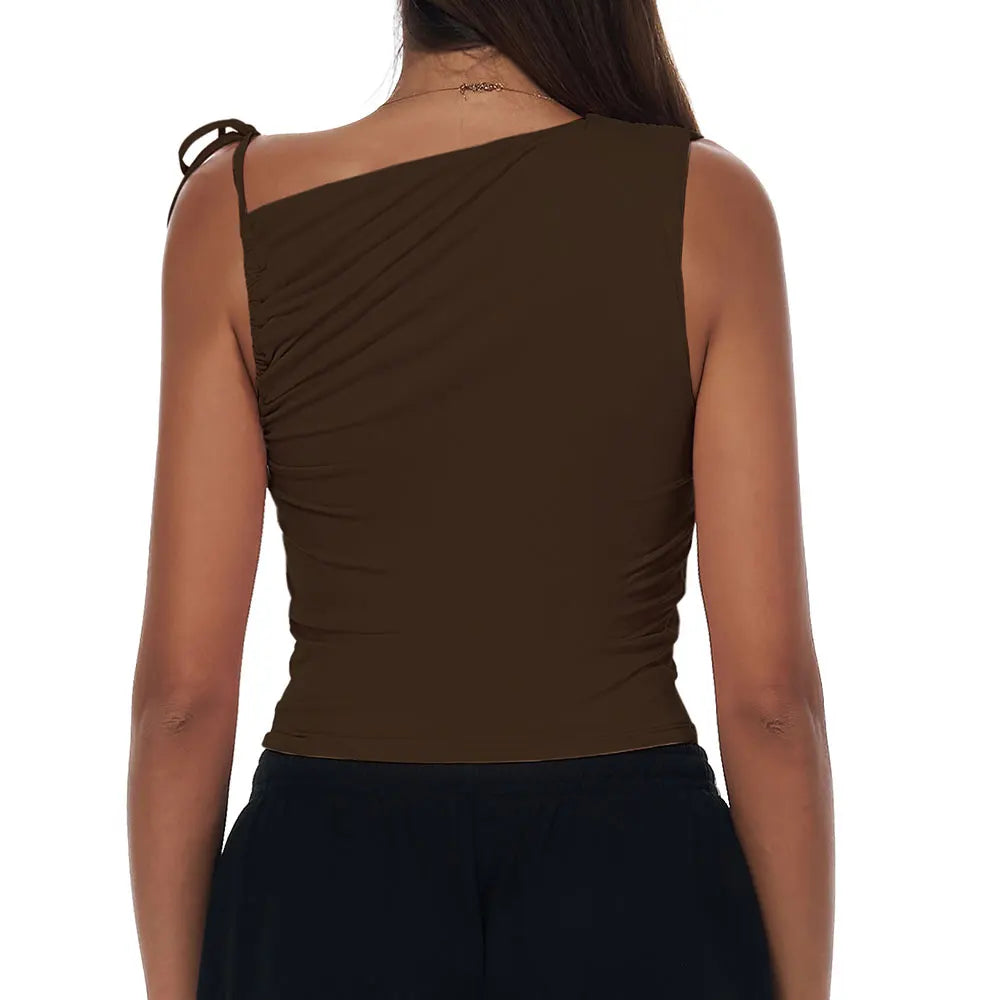 Sexy Shoulder Yoga Top Sleeveless Fitness Women Solid Color Gym Shirt Breathable Quick Dry Running Vest Sportswear