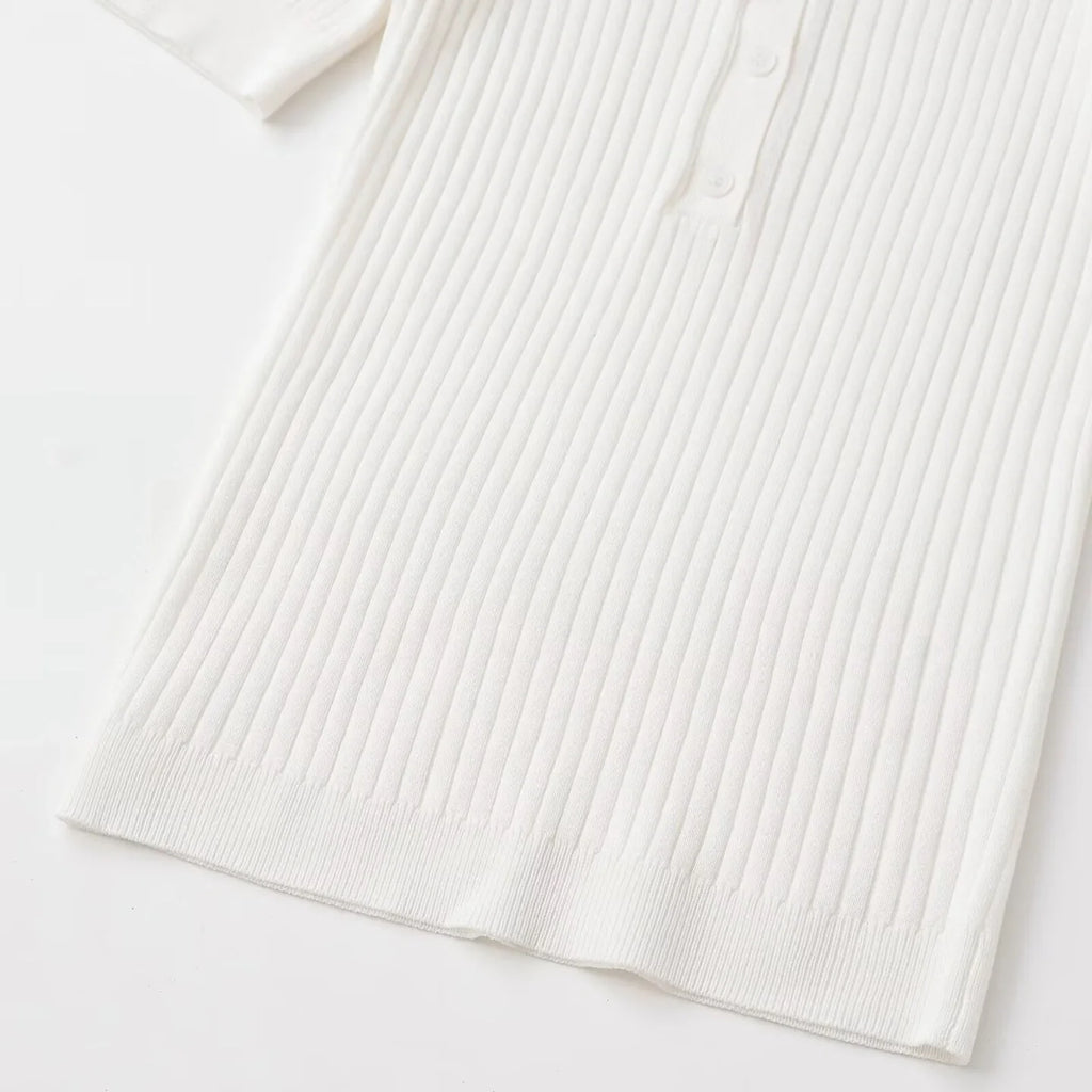 Fashion Casual Short-sleeve Collar Knit Shirt Women White Shirt Short Sleeve Button Down Casual Top For Summer Daily Wear O9JO