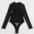 New Long Sleeve G String Diamond Bikini Female Backless Swimwear One Piece Swimsuit Women Monokini Sexy Bather Bathing Suit Swim