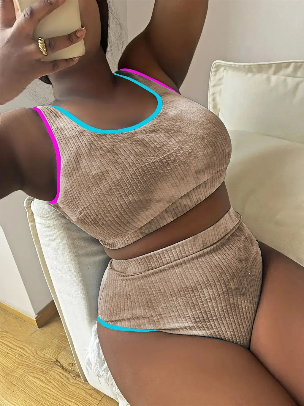Large Size 3XL Women's Patchwork Swimsuit Sexy Backless High Waist Swimwear Textured Bikini Set Female Beachwear Holiday Biquini
