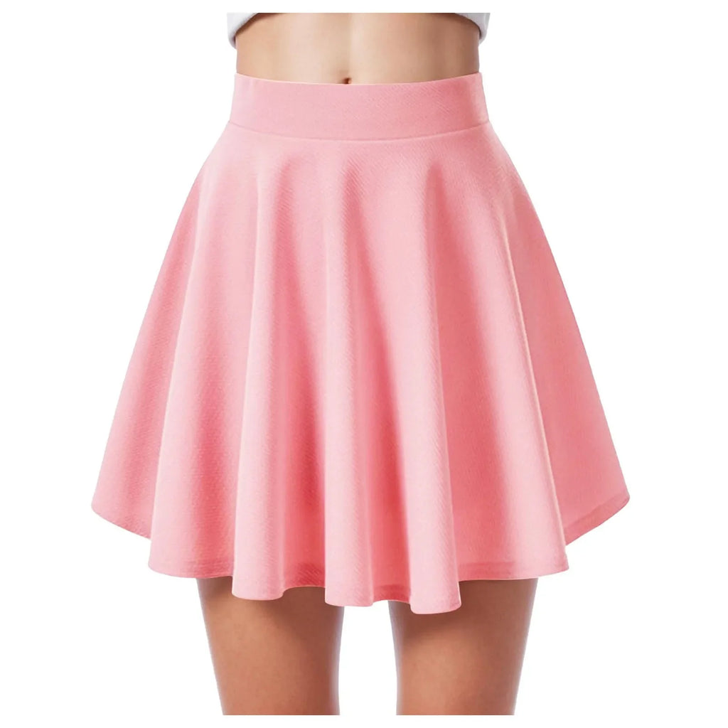 Women's High Waist A Line Skater Skirt Casual Solid Flared Mini Skirt Soft Stretch Summer Casual Sports Golf Tennis Short Skirts