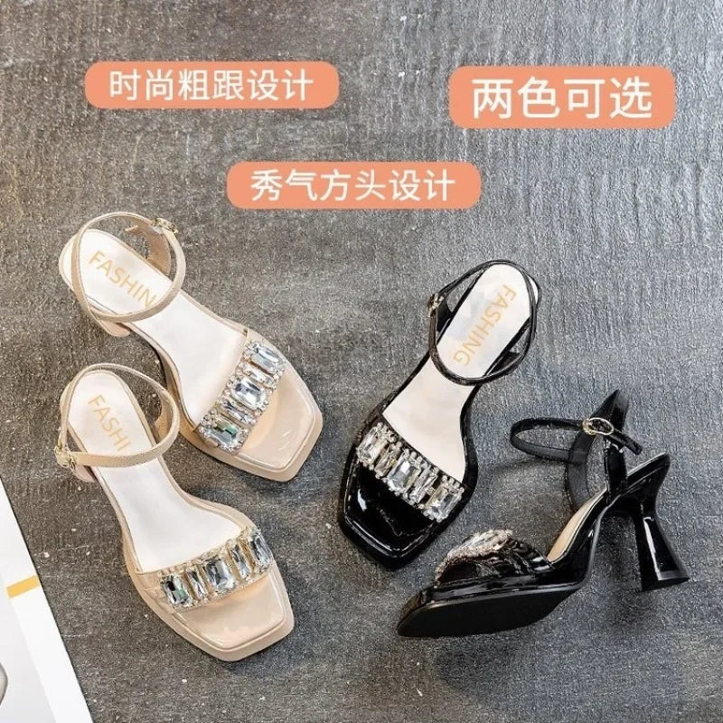 2026 New Summer Women’s Sandals Open Toe High Heels Fashion Thick Heel Narrow Strap Party Shoes Women Casual Sandals Women