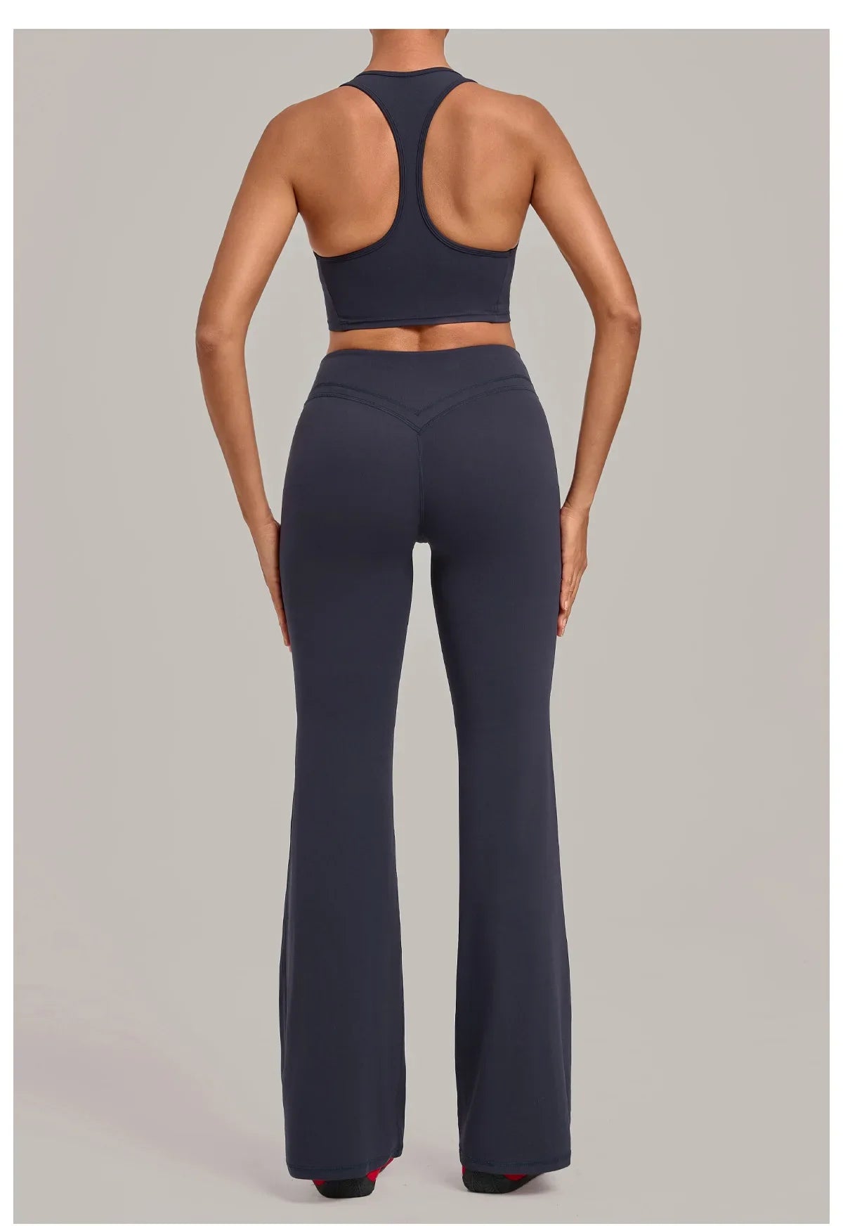 Breathable Stretch Yoga Sets Women Quick Drying Shockproof Sports Bra High Waist Bell Bottom Pants Gym Two-piece Fitness Suit