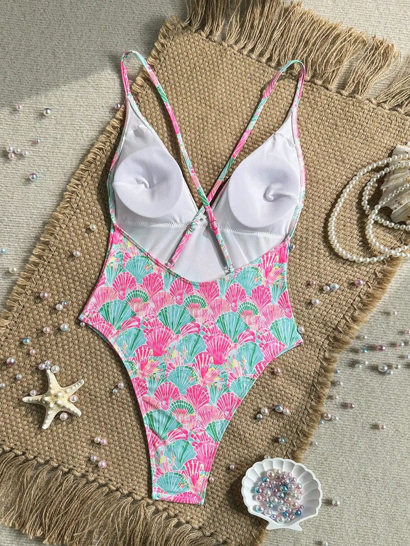 Sexy Pink Floral Print Swimwear Women 2026 Deep V Neck Slim Tummy Control One Piece Swimsuit Beach Hoiday Bathing Suit Monokini