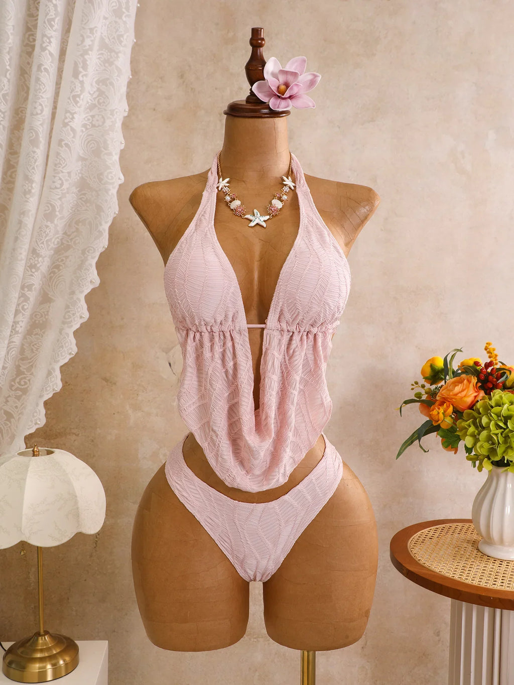 3PC with Skirt Wrinkled Halter Tankini Bikini Women Swimwear Female Swimsuit Three-pieces Bikini Set Bathing Suit Swim Beachwear