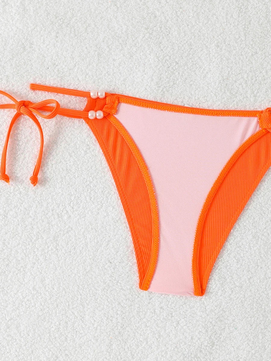 2026 String Triangle Printed Bikini Women Sexy Swimwear Female Halter Swimsuit Solid Bathers Bathing Swimming Swim Suit Beach